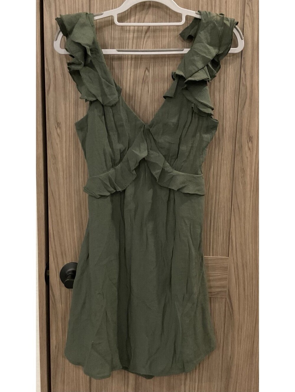 Mi Ami Womens Sleeveless Dark Green Open Back W/Tie Dress Size S